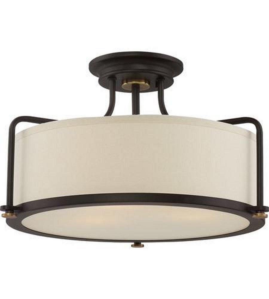 Quoizel Western Bronze 3-Light Semi-Flush Mount Ceiling Light 