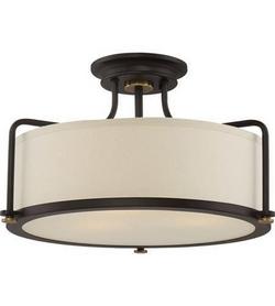 3-Light Semi-Flush Mount Ceiling Light in Western Bronze