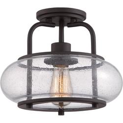 1-Light Semi-Flush Mount Ceiling Light in Old Bronze