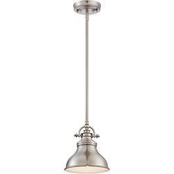 100W 1-Light Mini Pendant in Brushed Nickel