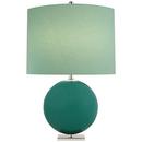 100W 1-Light Reverse Painted Globe Table Lamp in Dark Turquoise
