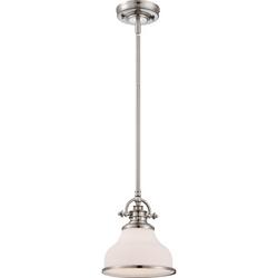 9-1/2 in. 100W 1-Light Mini Pendant in Brushed Nickel