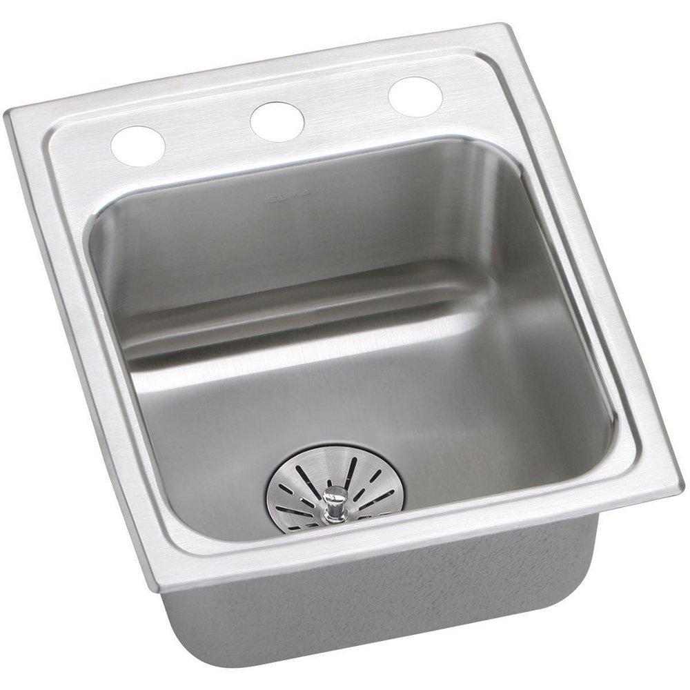 Elkay Brushed Nickel 15 x 17-1/2 in. Stainless Steel Single Bowl Drop-in Kitchen Sink in Lustertone 