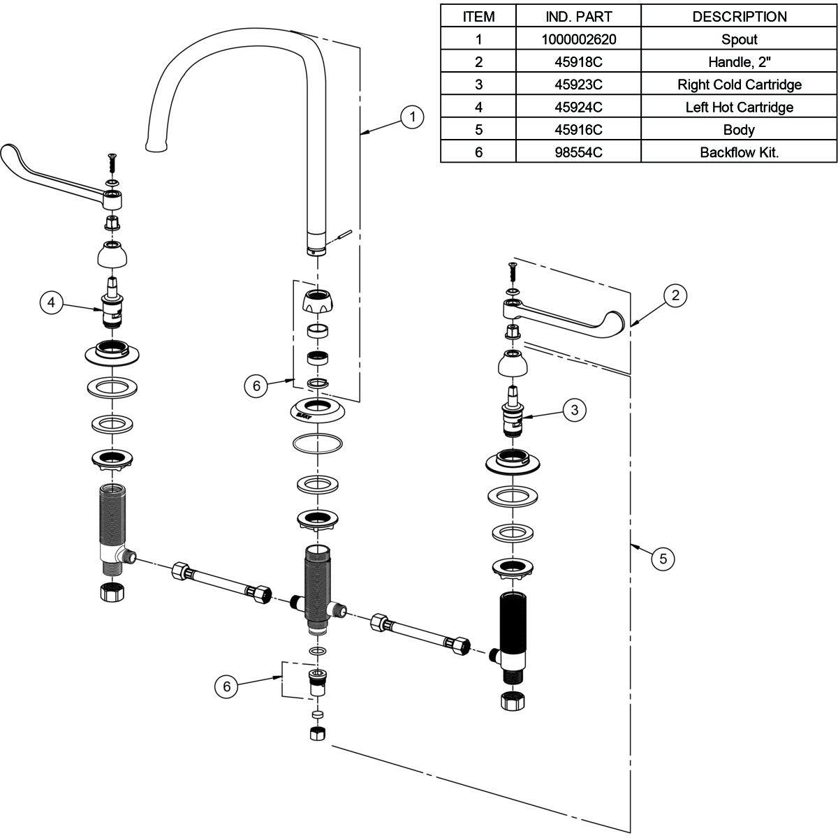 Elkay Chrome DECK MNT WS GN 8IN SPT LVR HNDL 2IN 