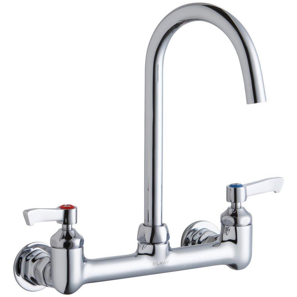 Elkay Chrome Two Handle Lever Wall Mount Faucet 