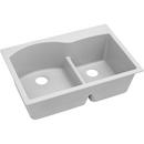 33 x 22 in. No Hole Composite Double Bowl Drop-in Kitchen Sink in White