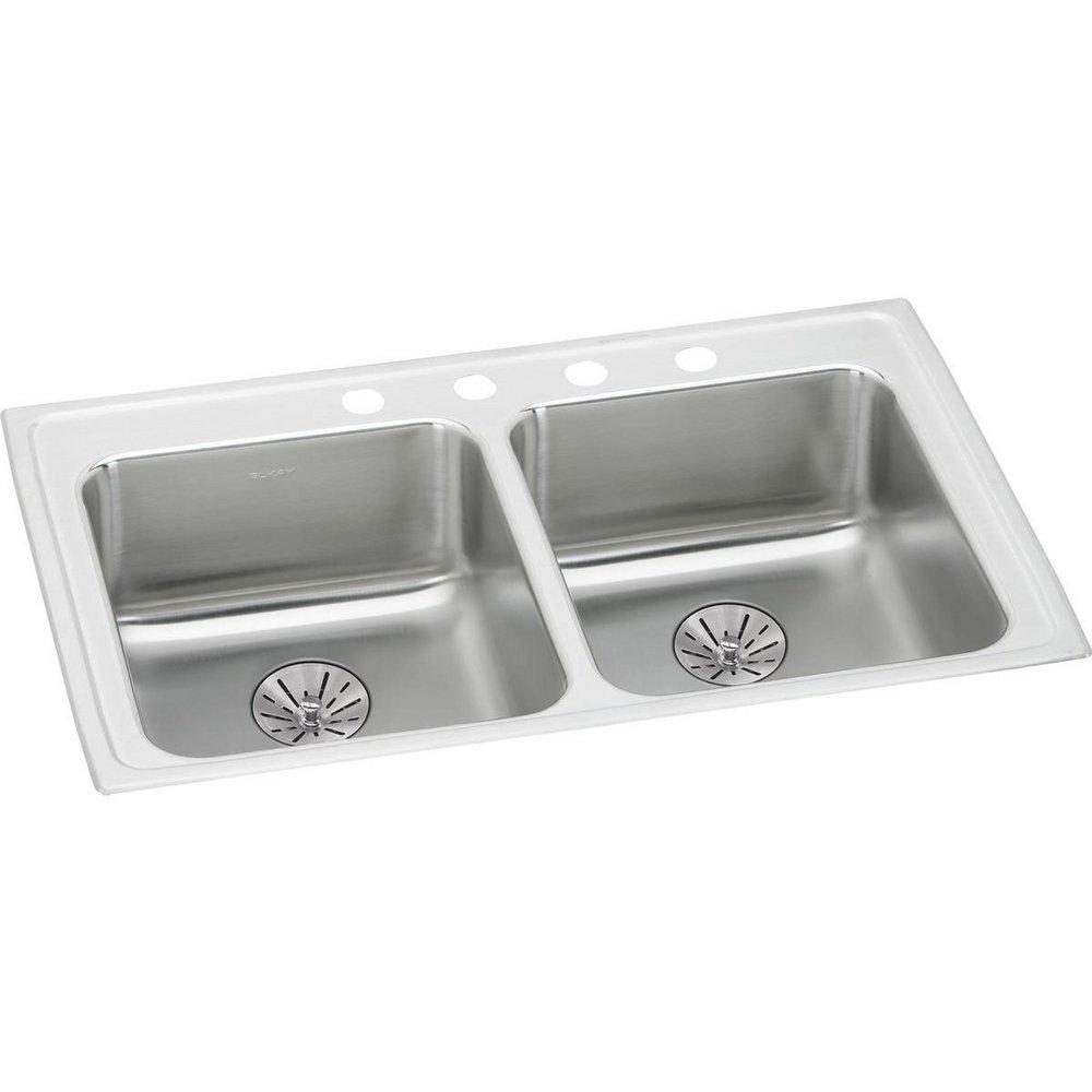 Elkay Chrome 29 x 22 in. Stainless Steel Double Bowl Drop-in Kitchen Sink in Lustrous Satin 