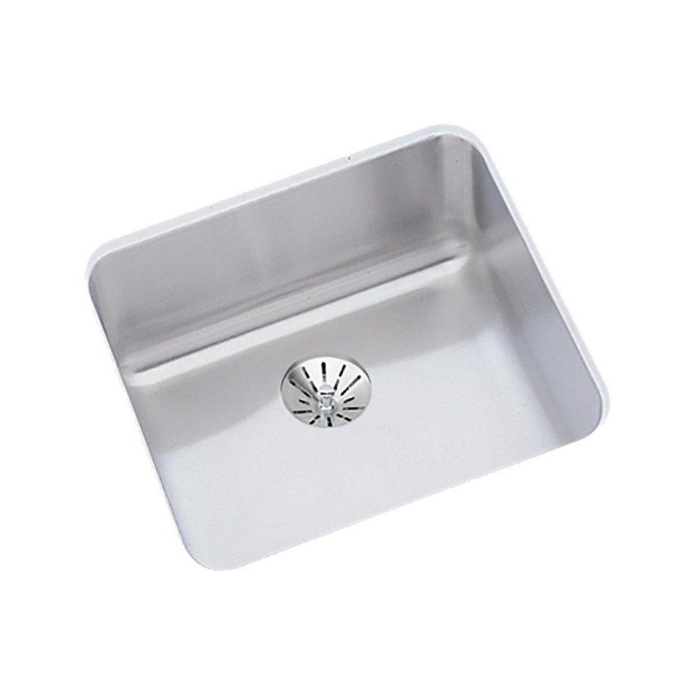 Elkay Lustrous Highlighted Satin 14-1/2 x 14-1/2 in. No Hole Stainless Steel Single Bowl Undermount Kitchen Sink 
