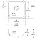 Elkay Lustrous Highlighted Satin 14-1/2 x 14-1/2 in. No Hole Stainless Steel Single Bowl Undermount Kitchen Sink 