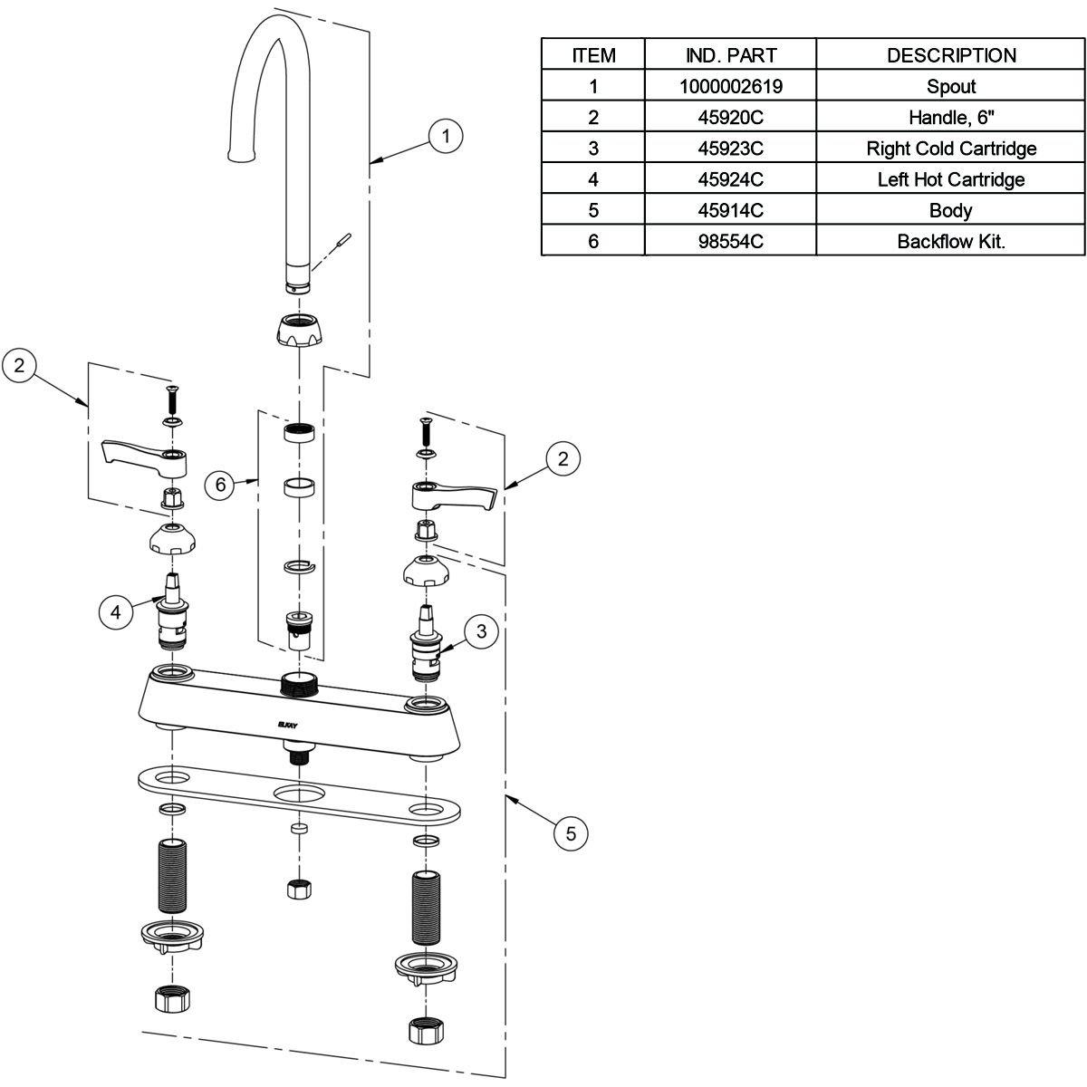 Elkay Chrome Two Handle Widespread Kitchen Faucet 