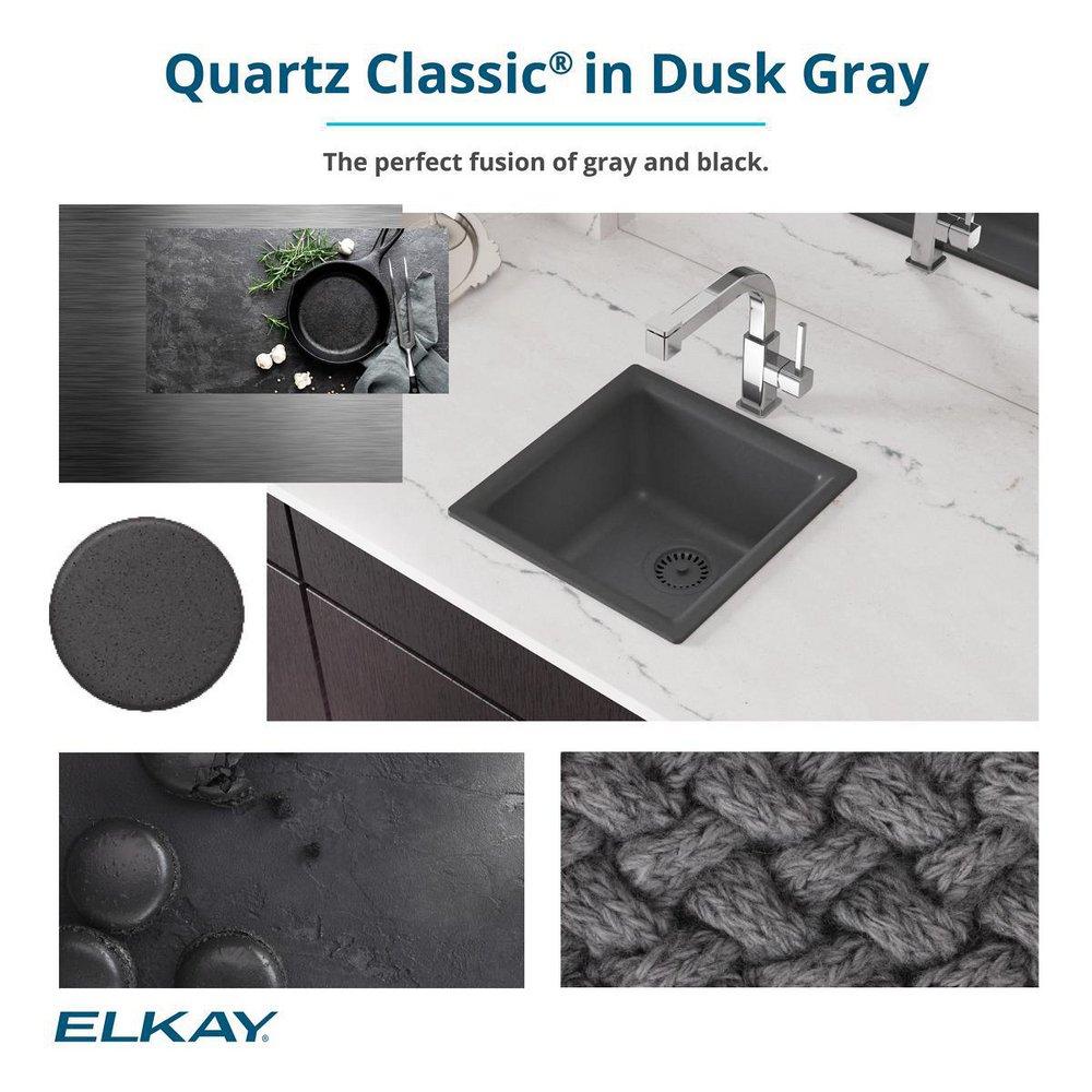 Elkay Dusk Grey 33 x 18-7/16 in. No Hole Composite Single Bowl Undermount Kitchen Sink 