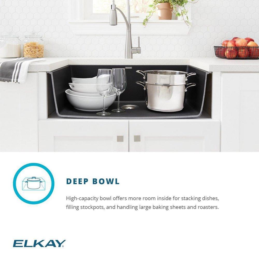 Elkay Dusk Grey 33 x 18-7/16 in. No Hole Composite Single Bowl Undermount Kitchen Sink 
