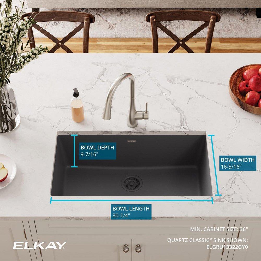 Elkay Dusk Grey 33 x 18-7/16 in. No Hole Composite Single Bowl Undermount Kitchen Sink 