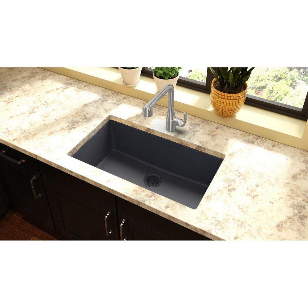 Elkay Dusk Grey 33 x 18-7/16 in. No Hole Composite Single Bowl Undermount Kitchen Sink 