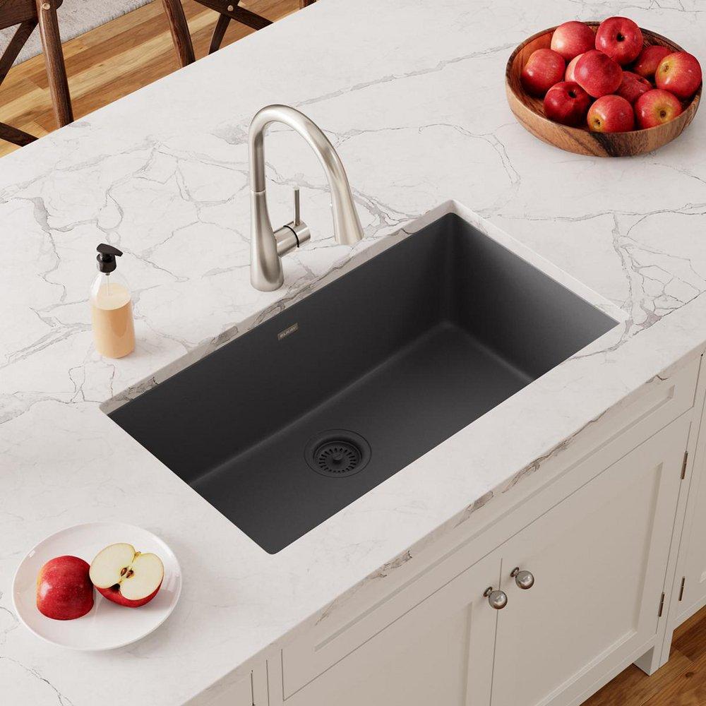 Elkay Dusk Grey 33 x 18-7/16 in. No Hole Composite Single Bowl Undermount Kitchen Sink 