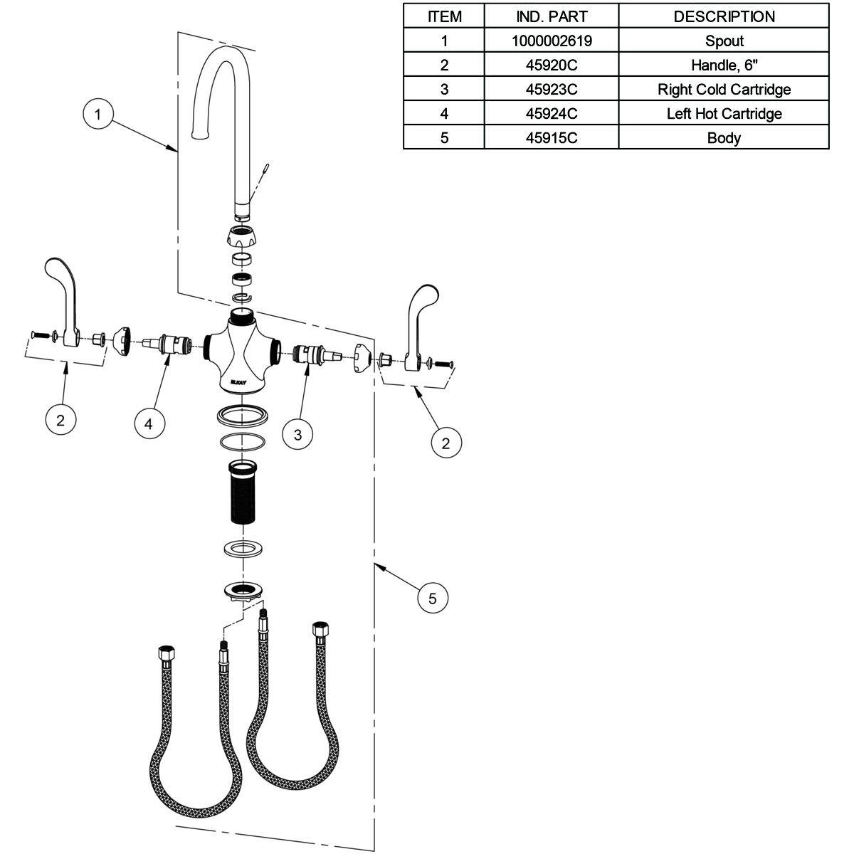 Elkay Oil Rubbed Bronze DECK MNT 1HOLE GN 5IN SPT 1PC WRIST BLD HNDL 6IN 