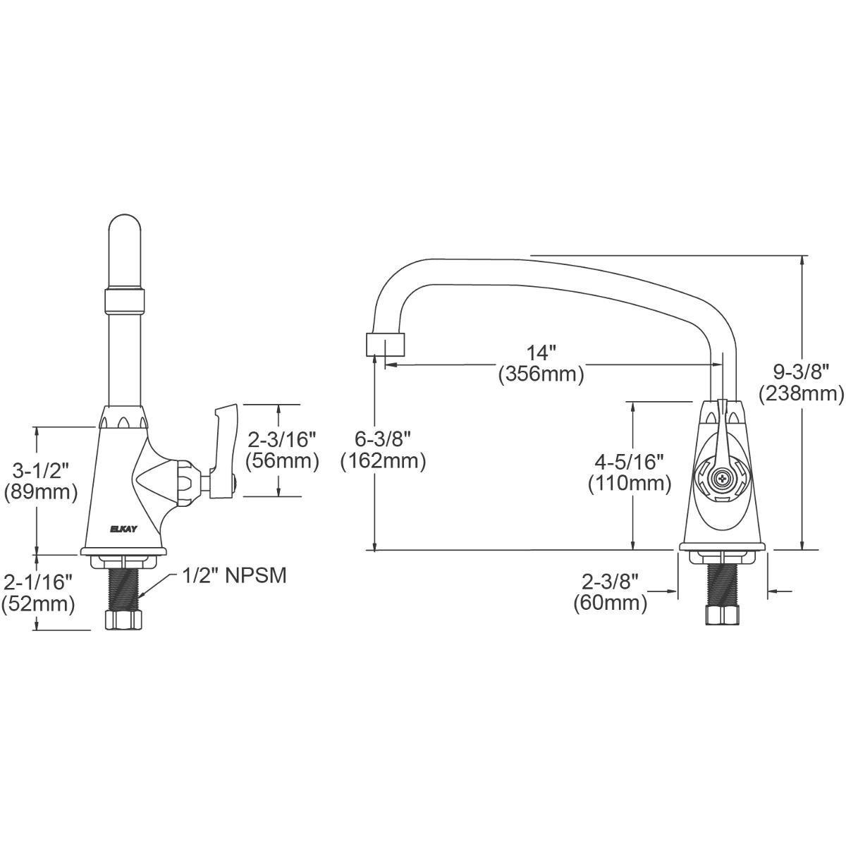 Elkay Polished Chrome 1.5 gpm 1 Hole Deck Mount Institutional Sink Faucet with Single Lever Handle 