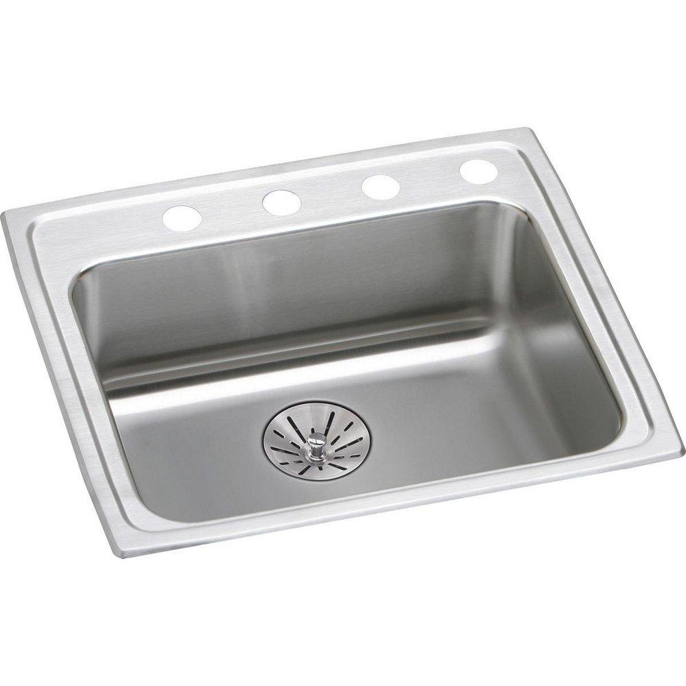 Elkay Satin Black 25 x 21-1/4 in. Stainless Steel Single Bowl Drop-in Kitchen Sink in Lustrous Satin 