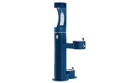 Non-Filtered Non-Refrigerated Bottle Filling Station with Bi-Level Bubbler & Pet Station in Blue