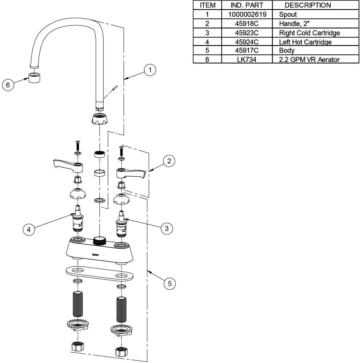 Elkay Fire and Ice DECK MNT 4IN CS GN 8IN SPT LVR HNDL 2IN 
