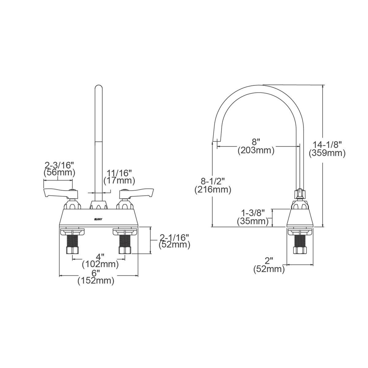 Elkay Fire and Ice DECK MNT 4IN CS GN 8IN SPT LVR HNDL 2IN 