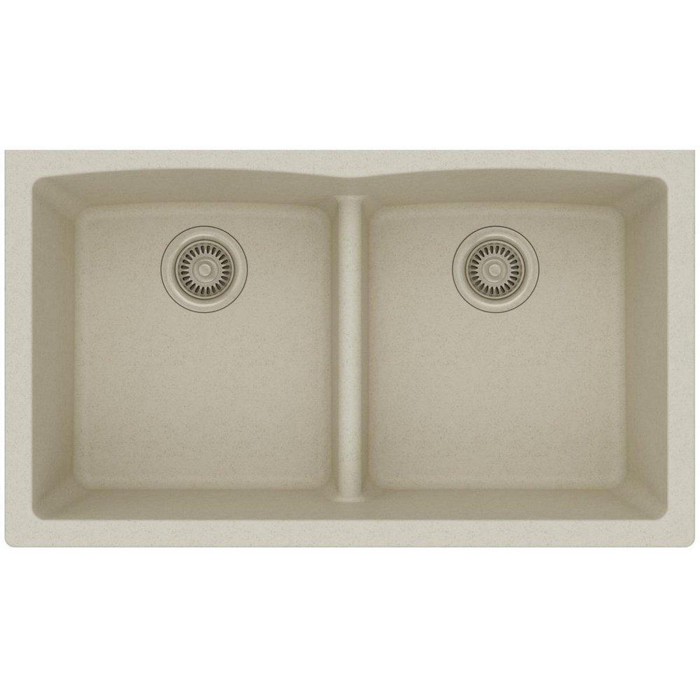 Elkay Bisque 33 x 19 in. No Hole Composite Double Bowl Undermount Kitchen Sink 