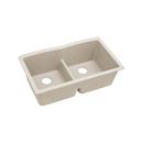 33 x 19 in. No Hole Composite Double Bowl Undermount Kitchen Sink in Bisque