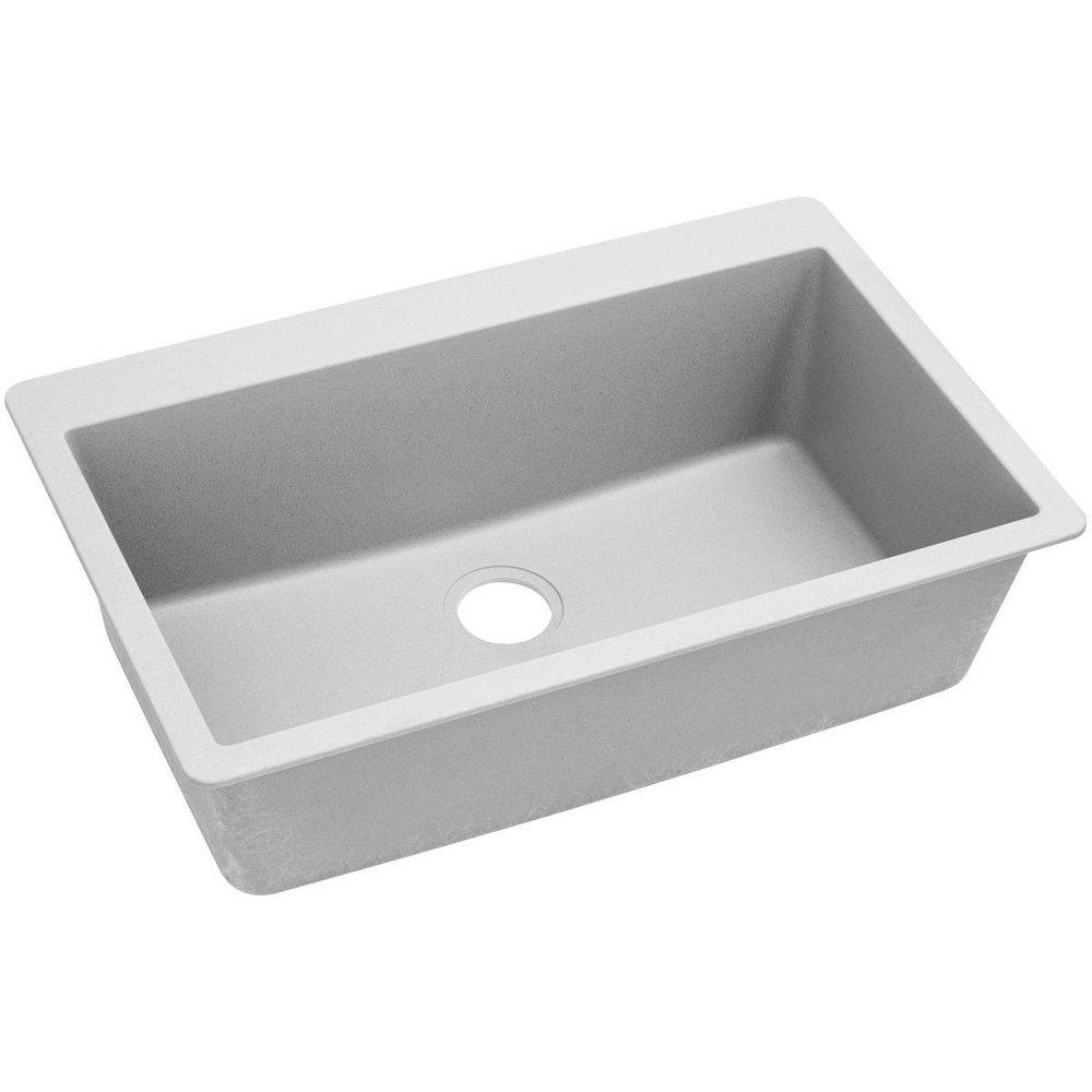Elkay White 33 x 20-7/8 in. No Hole Composite Single Bowl Drop-in Kitchen Sink 