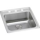 19-1/2 x 22 in. 18 ga 3-Hole 1-Bowl Drop-In 304 Stainless Steel Kitchen Sink with Rear Center Drain in Lustrous Satin