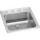 Elkay Lustrous Satin 19-1/2 x 22 in. 18 ga 3-Hole 1-Bowl Drop-in 304 Stainless Steel Kitchen Sink with Rear Center Drain 