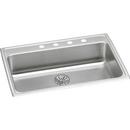 31 x 22 in. 18 ga 1-Hole 1-Bowl Drop-In 304 Stainless Steel Kitchen Sink with Rear Center Drain in Lustrous Satin