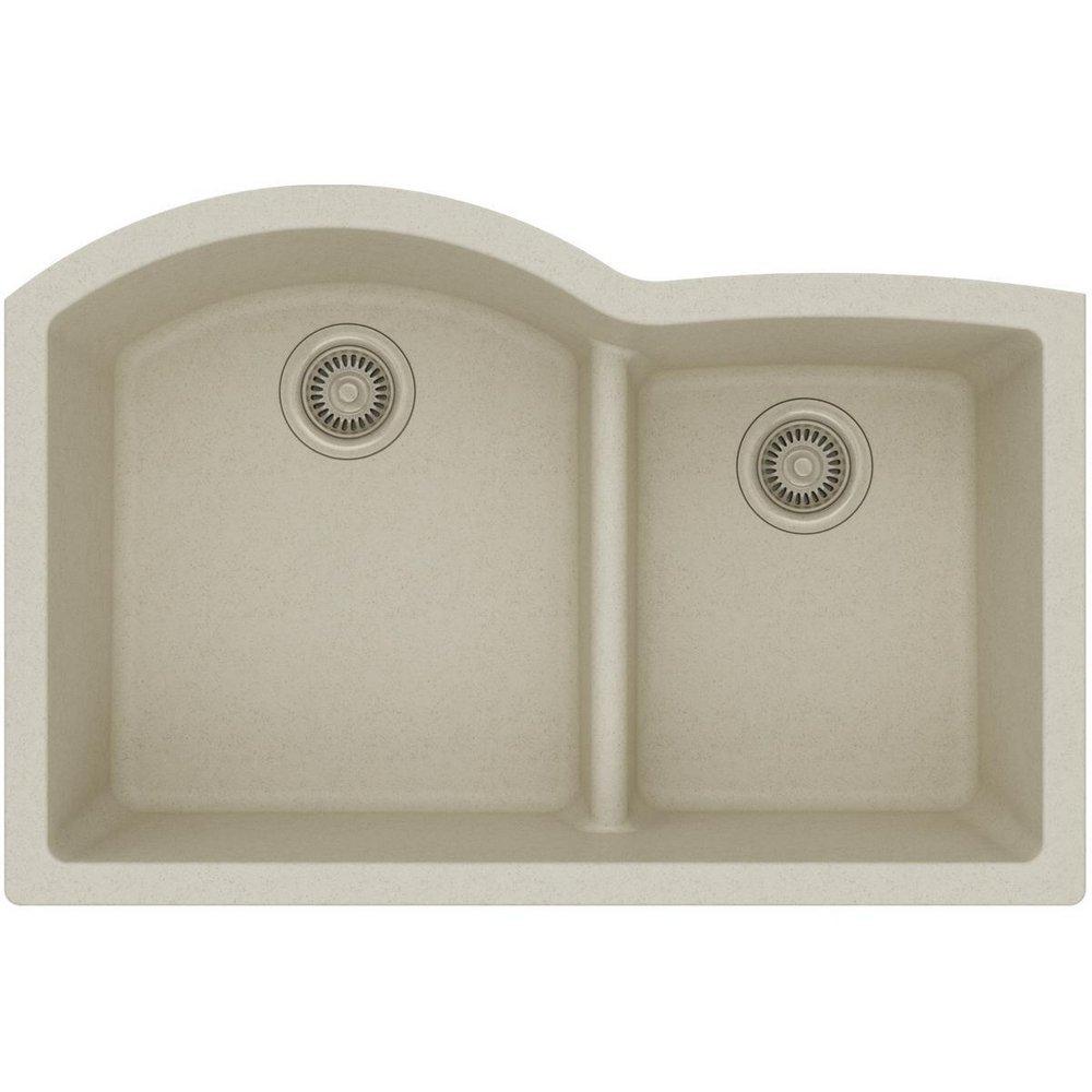 Elkay Bisque 33 x 22 in. No Hole Composite Double Bowl Undermount Kitchen Sink 