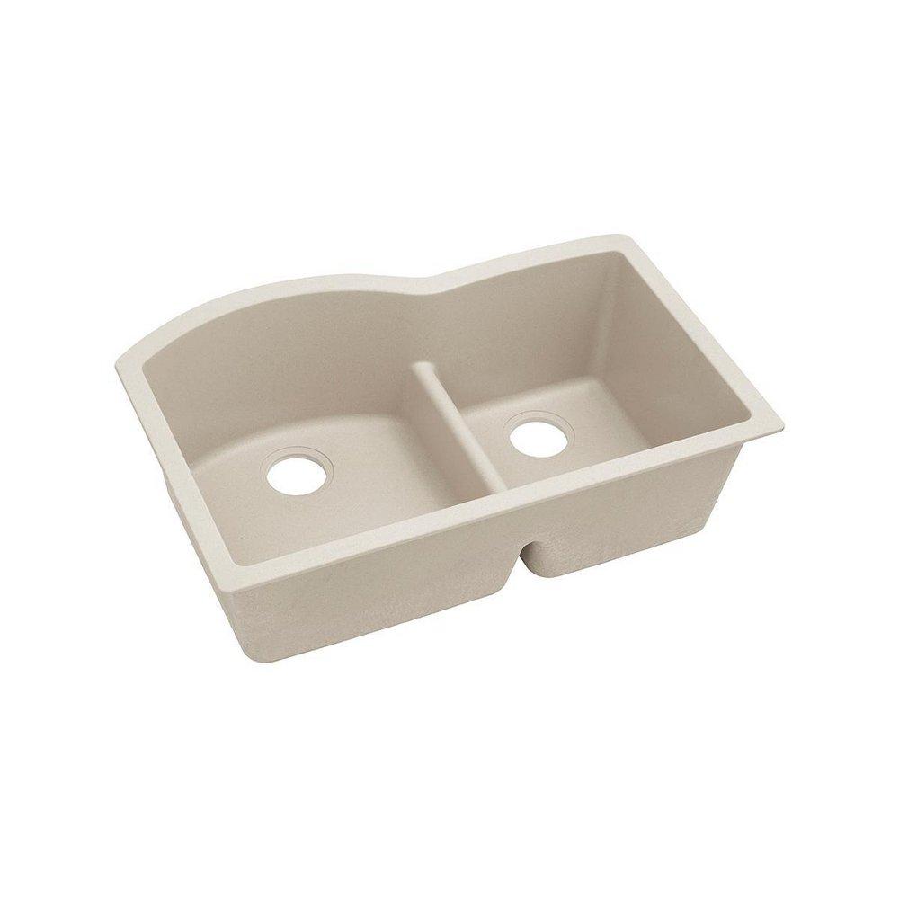 Elkay Bisque 33 x 22 in. No Hole Composite Double Bowl Undermount Kitchen Sink 