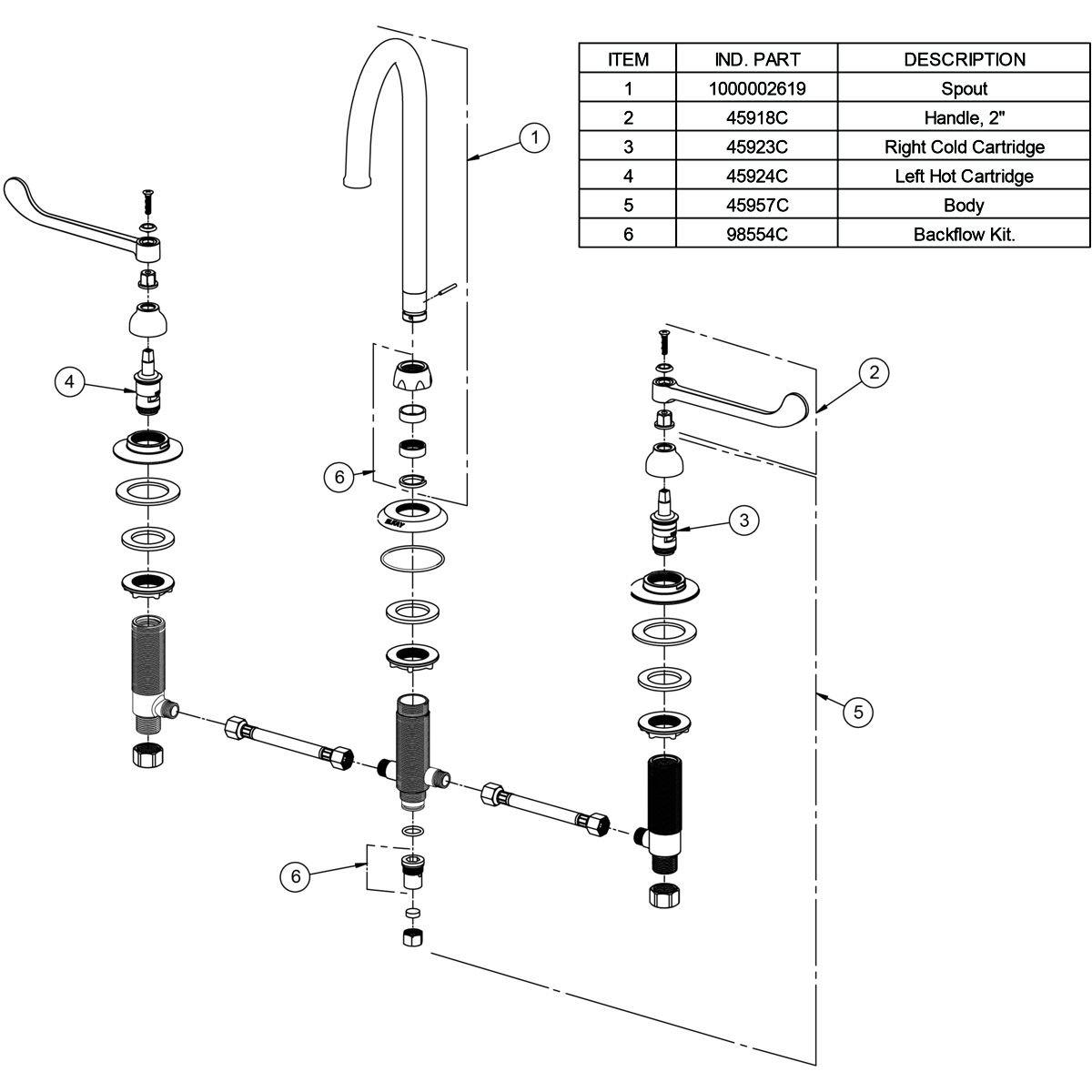 Elkay Chrome DECK MNT WS GN 5IN SPT LVR HNDL 2IN 