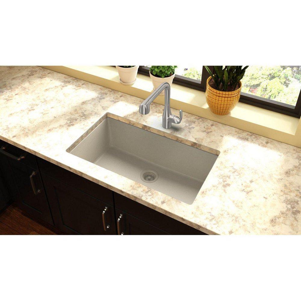 Elkay Bisque 33 x 18-7/16 in. No Hole Composite Single Bowl Undermount Kitchen Sink 