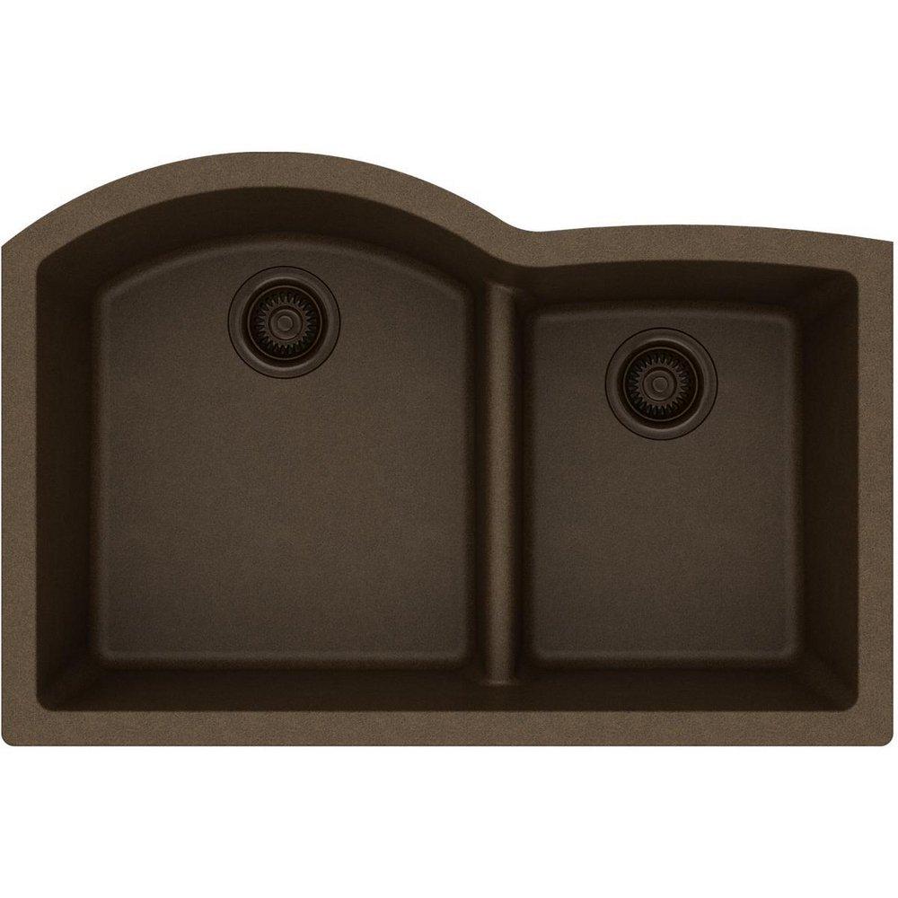 Elkay Mocha 33 x 22 in. No Hole Composite Double Bowl Undermount Kitchen Sink 