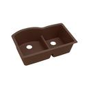 33 x 22 in. No Hole Composite Double Bowl Undermount Kitchen Sink in Mocha