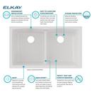Elkay White 33 x 19 in. No Hole Composite Double Bowl Undermount Kitchen Sink 