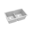 Elkay White 33 x 19 in. No Hole Composite Double Bowl Undermount Kitchen Sink 