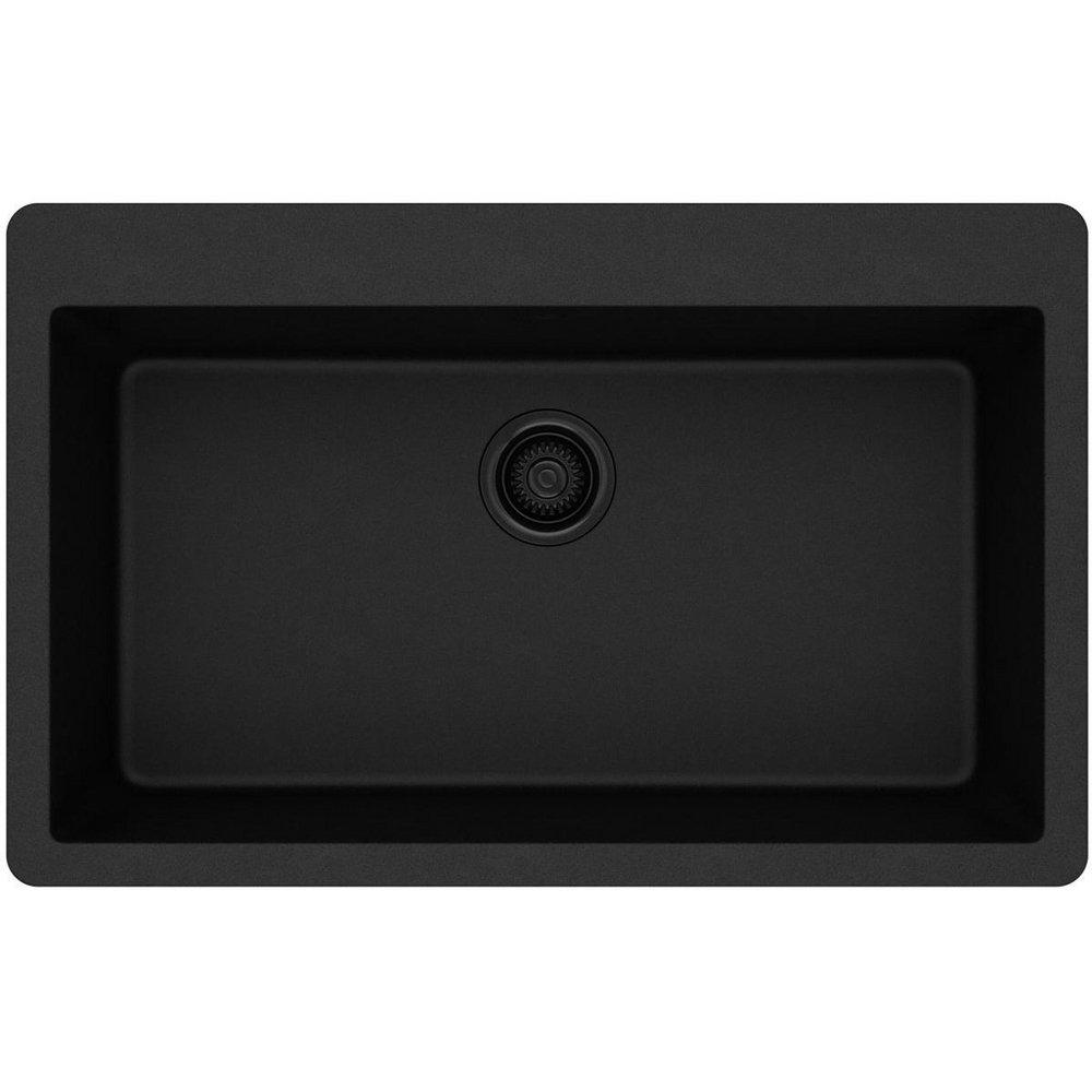 Elkay Black 33 x 20-7/8 in. No Hole Composite Single Bowl Drop-in Kitchen Sink 