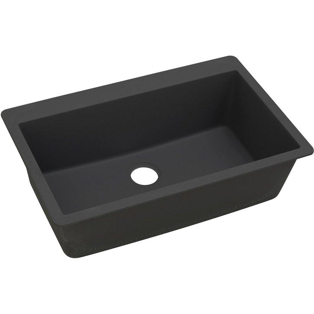 Elkay Black 33 x 20-7/8 in. No Hole Composite Single Bowl Drop-in Kitchen Sink 