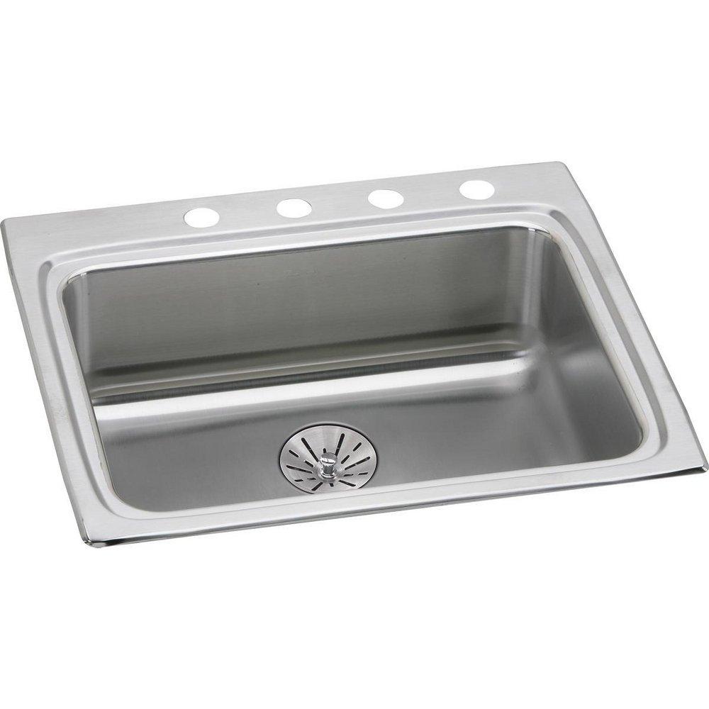 Elkay Satin 4 Hole Single Bowl Top Mount Stainless Steel Kitchen Sink 