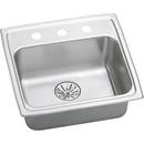 19-1/2 x 19 in. 3 Hole Single Bowl Self-rimming or Drop-in Stainless Steel Kitchen Sink with Rear Center Drain in Lustrous Satin