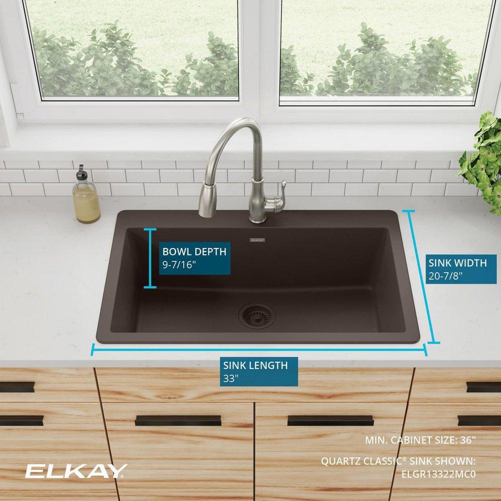 Elkay Mocha 33 x 20-7/8 in. No Hole Composite Single Bowl Drop-in Kitchen Sink 
