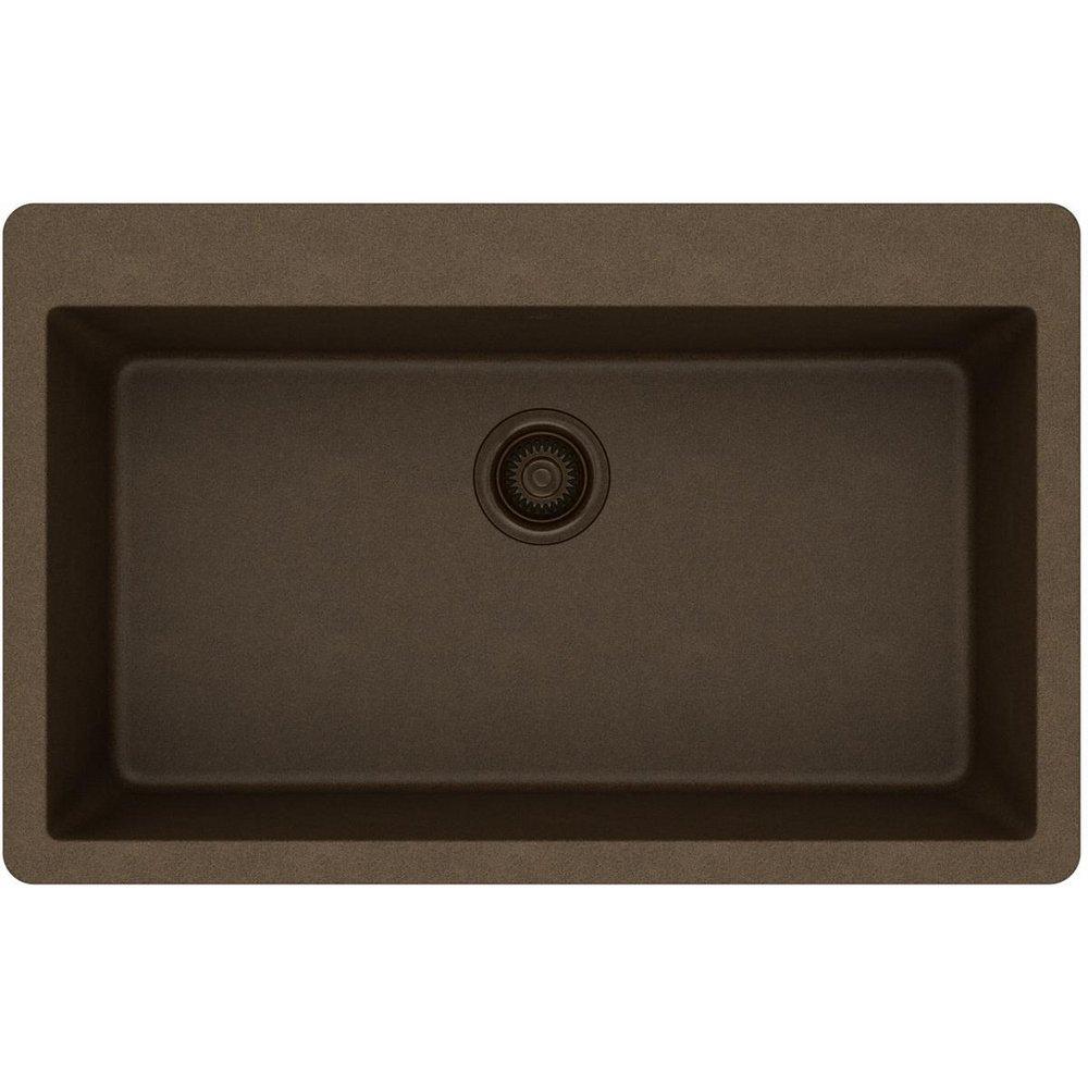 Elkay Mocha 33 x 20-7/8 in. No-Hole Composite Single Bowl Drop-in Kitchen Sink 