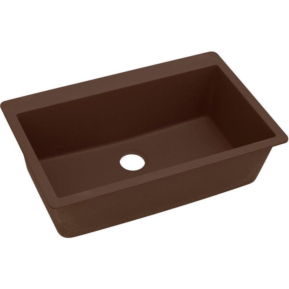 Elkay Mocha 33 x 20-7/8 in. No-Hole Composite Single Bowl Drop-in Kitchen Sink 