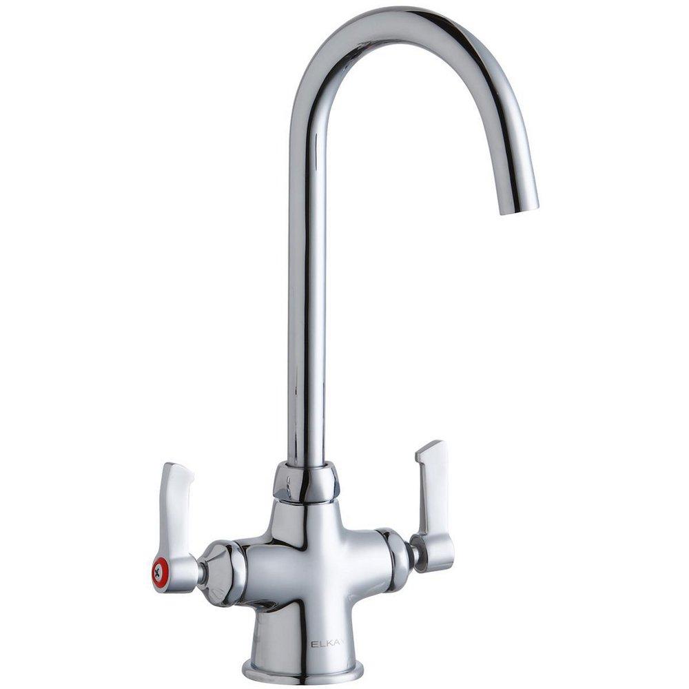 Elkay Chrome Two Handle Lever Deck Mount Food Service Faucet 