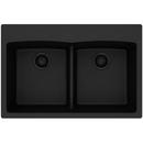 Elkay Black 33 x 22 in. No Hole Composite Double Bowl Drop-in Kitchen Sink 