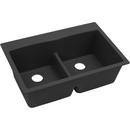 Elkay Black 33 x 22 in. No Hole Composite Double Bowl Drop-in Kitchen Sink 