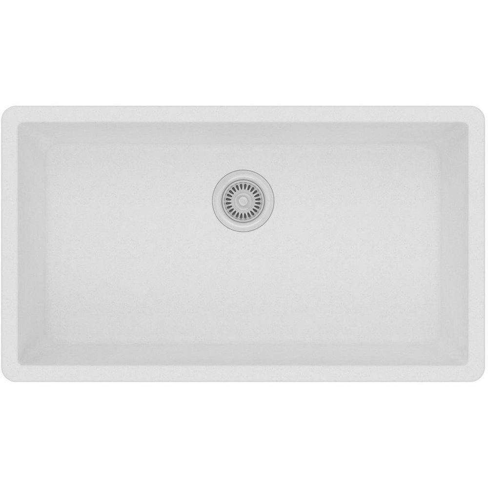 Elkay White 33 x 18-7/16 in. No Hole Composite Single Bowl Undermount Kitchen Sink 